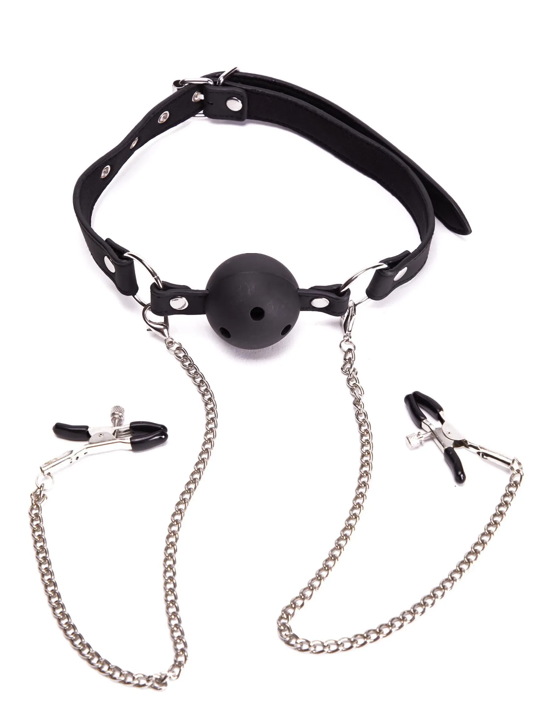 Adjustable Ball Gag & Nipple Clamps