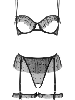All Mine Crotchless Lingerie 2 Piece Set - Black
