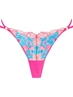 Ambitious Embroidered G-String - Bright Pink