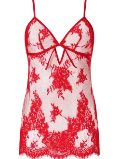 Availing All Over Lace Chemise Lingerie - Red