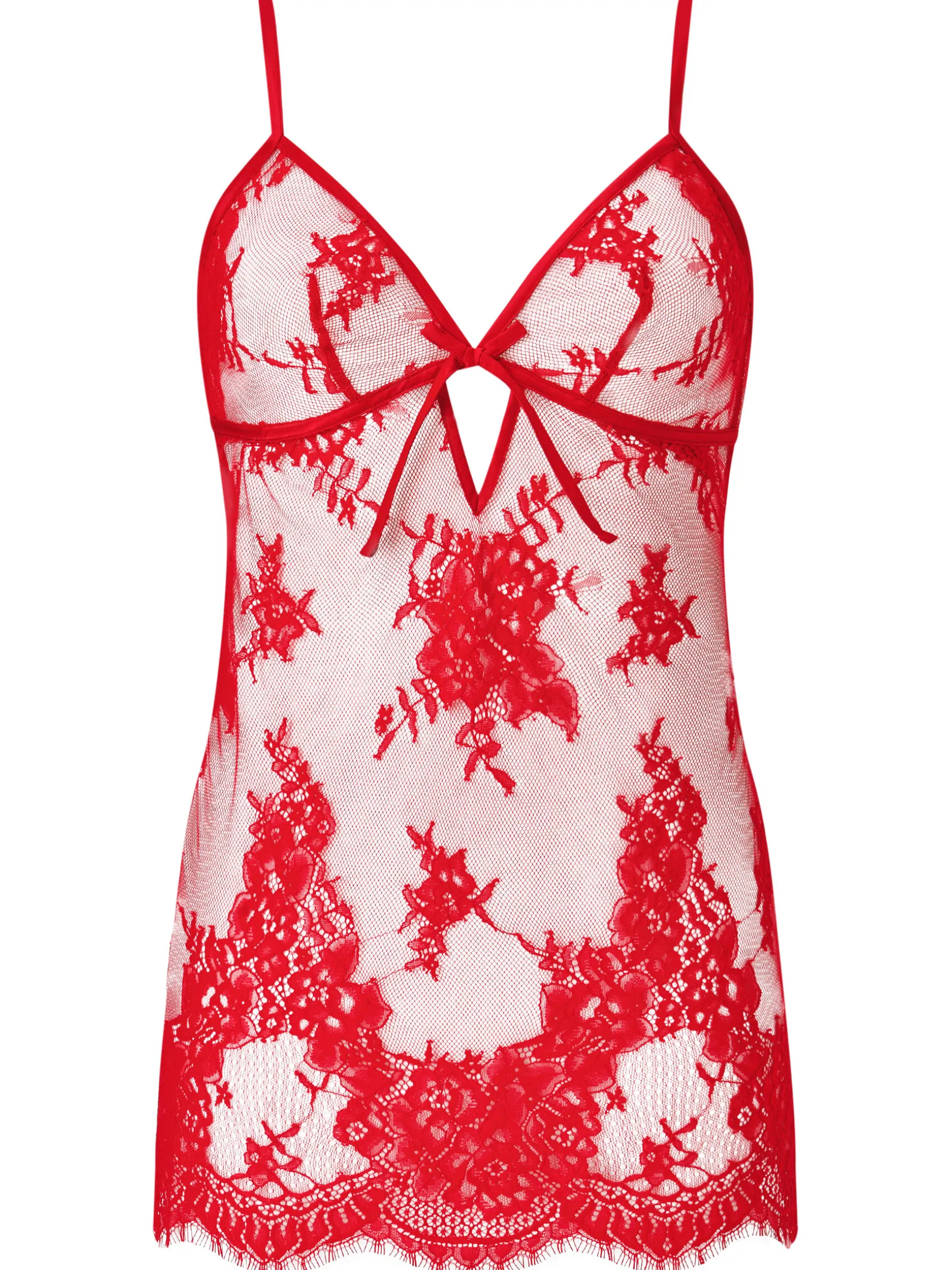 Availing All Over Lace Chemise Lingerie - Red
