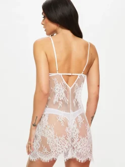 Availing All Over Lace Chemise Lingerie - White