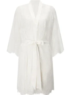 Availing All Over Lace Robe - White