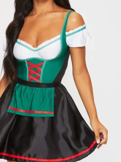 Beer Maid Sexy Costume with Apron - Dark Green