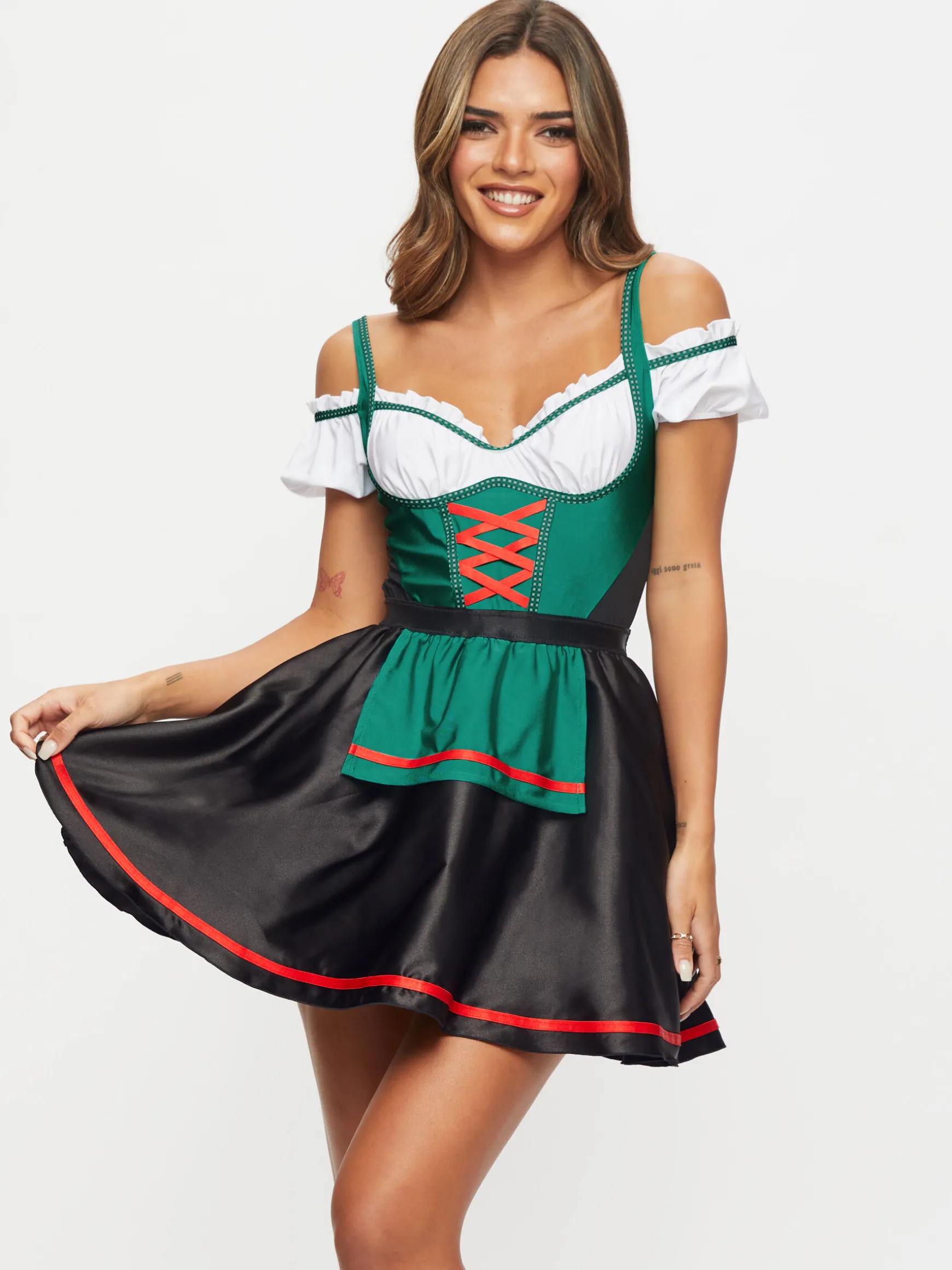 Beer Maid Sexy Costume with Apron - Dark Green