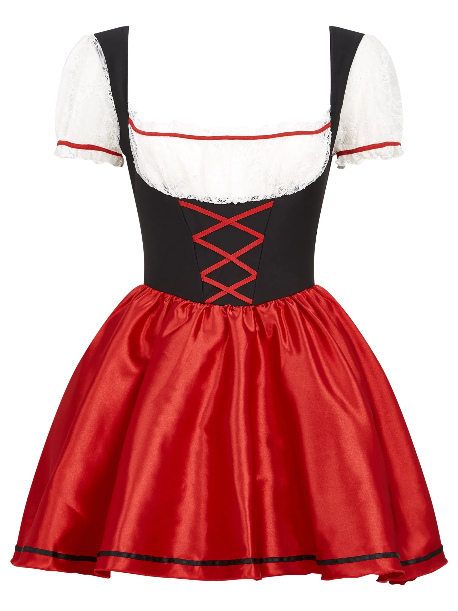 Beer Maid Sexy Costume with Apron - Black/Red