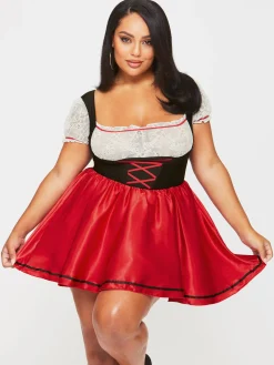 Beer Maid Sexy Costume with Apron - Black/Red