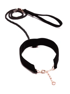 Bellatrix Velvet Bondage Collar & Lead 2 Piece Set