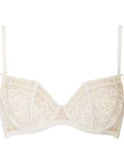 Caged Lace Non Padded Balcony Bra - Ivory