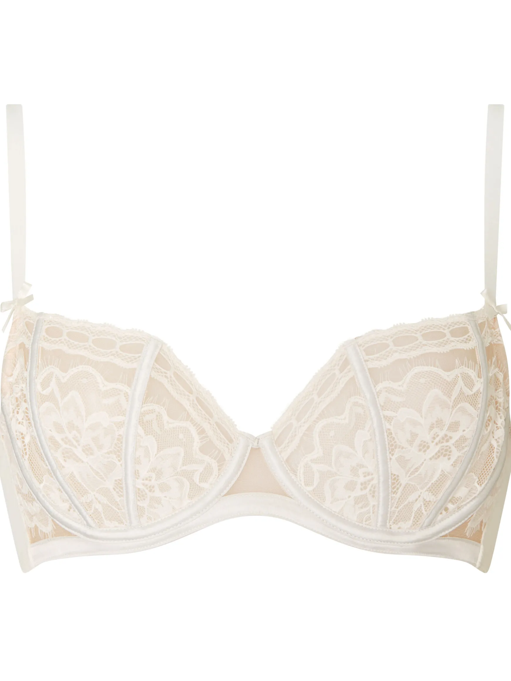 Caged Lace Non Padded Balcony Bra - Ivory