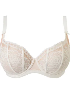 Caged Lace Non Padded Balcony Bra - Ivory