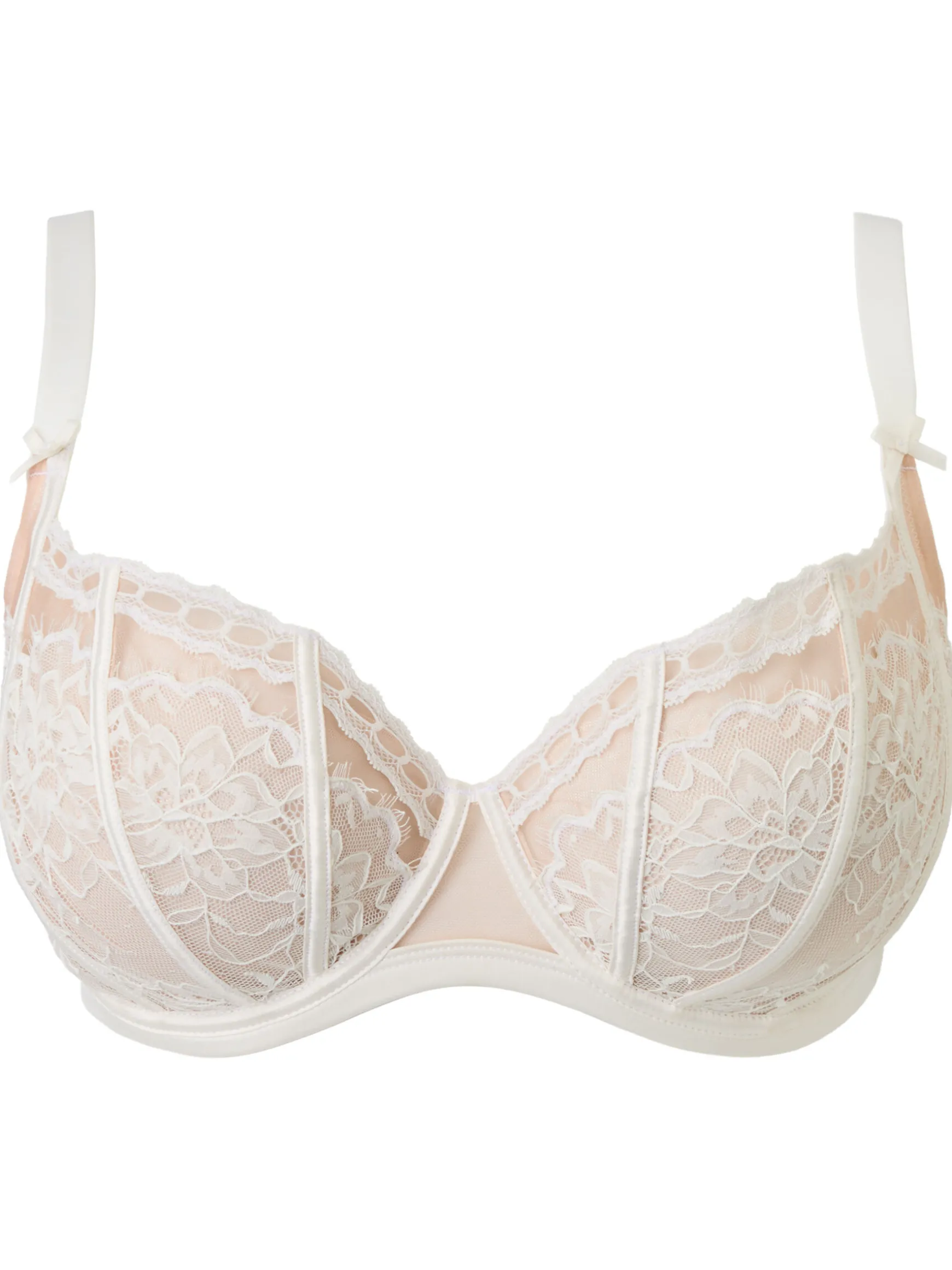 Caged Lace Non Padded Balcony Bra - Ivory