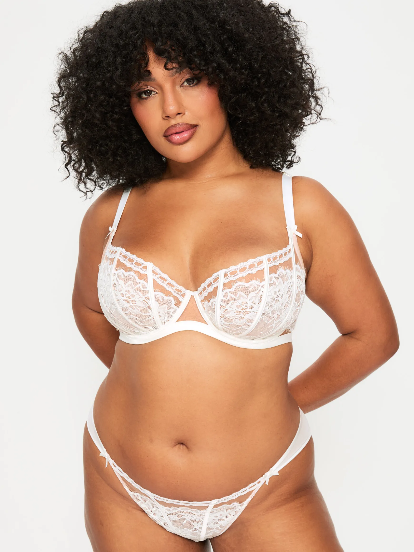 Caged Lace Non Padded Balcony Bra - Ivory