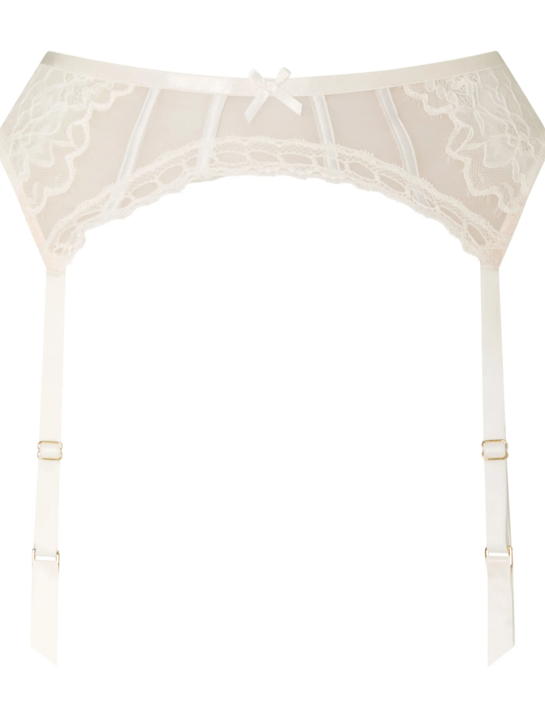 Caged Lace Suspender Belt - Ivory