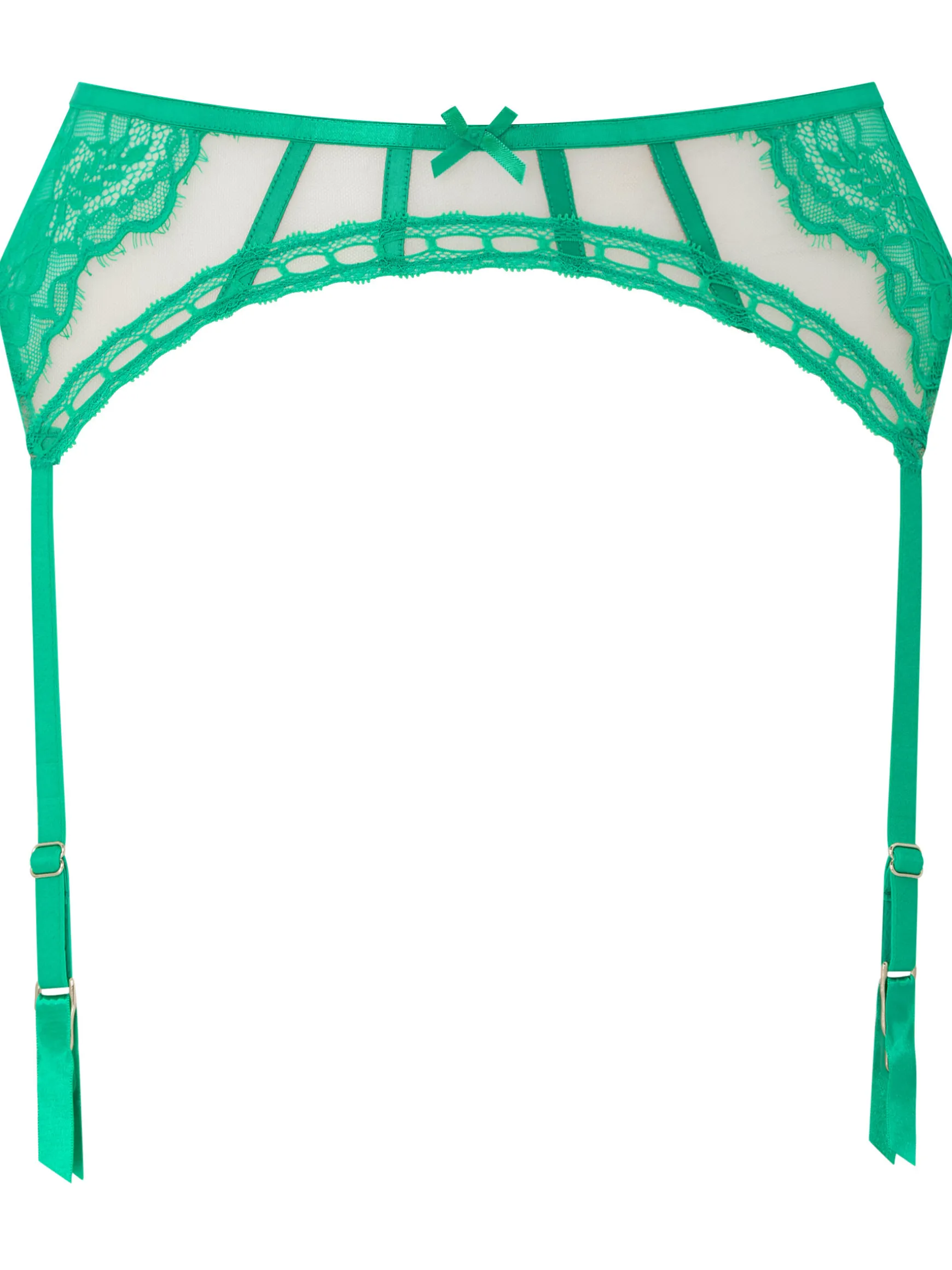 Caged Lace Suspender Belt - Mid Green