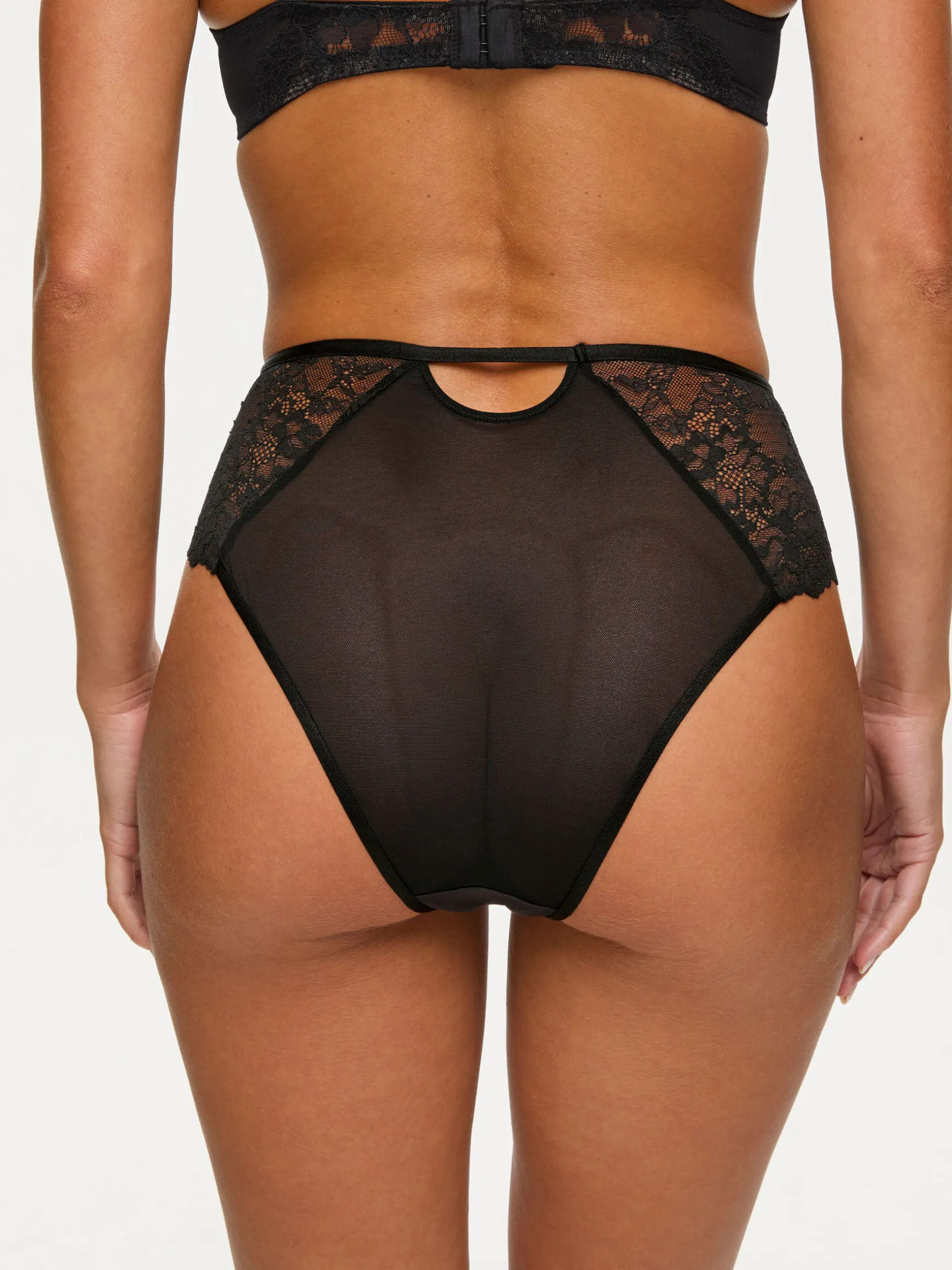 Caged Rose High Waisted Brazilian Knickers - Black/Red