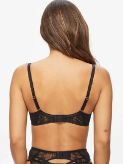 Caged Rose Non Padded Balcony Bra - Black/Red