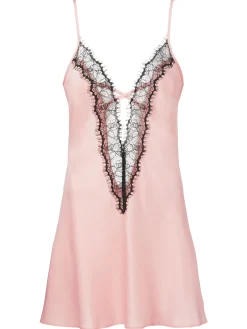Cherryann Satin Lace Chemise Lingerie - Pale Pink