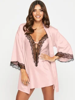Cherryann Satin Lace Chemise Lingerie - Pale Pink