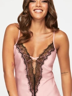 Cherryann Satin Lace Chemise Lingerie - Pale Pink
