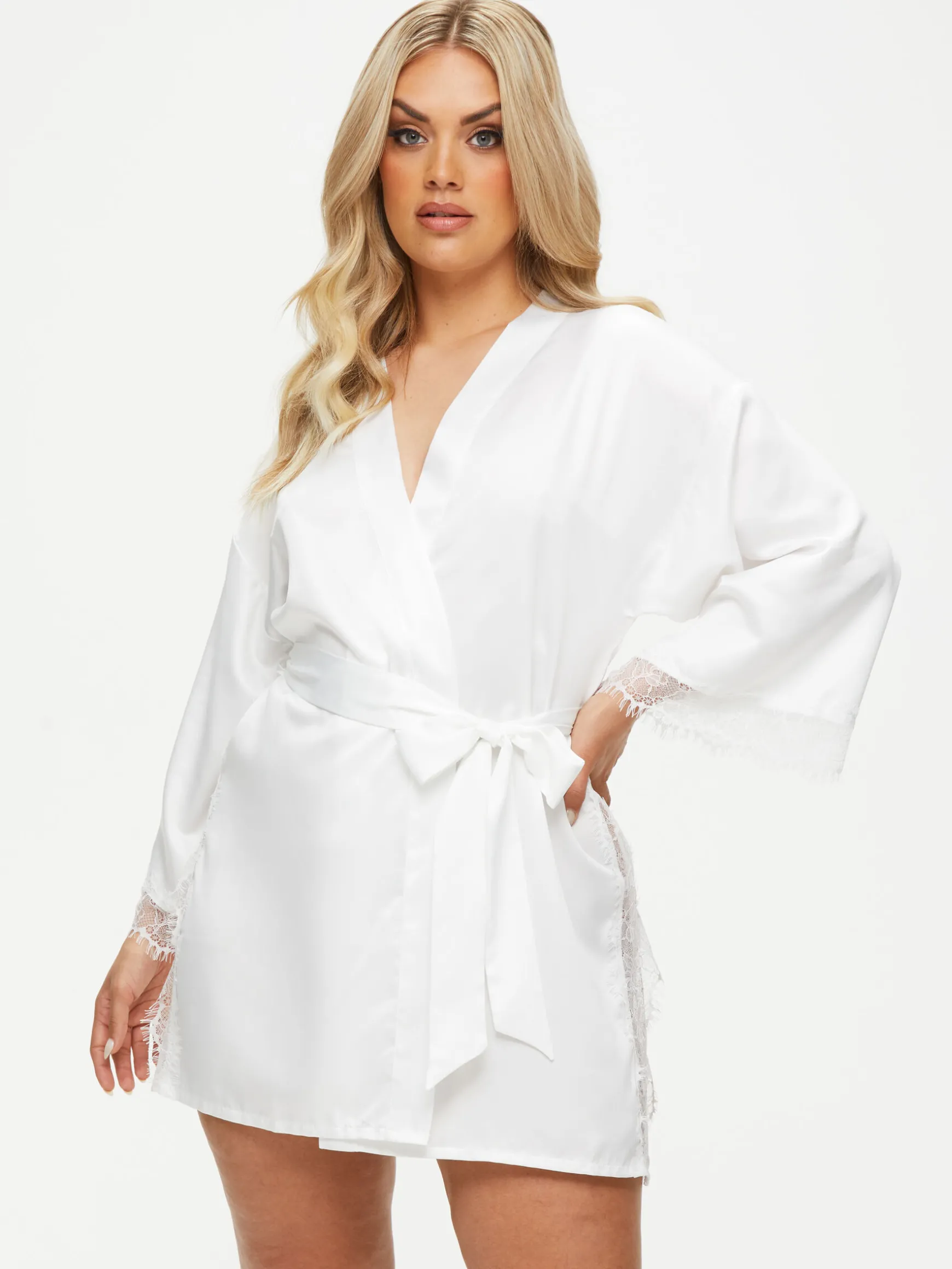 Cherryann Satin Lace Robe - Ivory