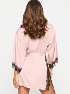 Cherryann Satin Lace Robe - Pale Pink