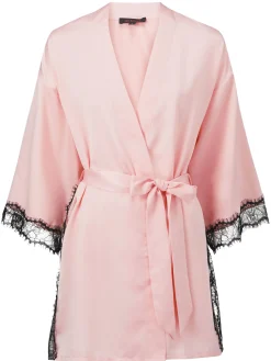 Cherryann Satin Lace Robe - Pale Pink