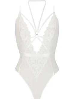 Confession Lace Crotchless Lingerie Body - Ivory