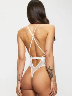 Confession Lace Crotchless Lingerie Body - Ivory