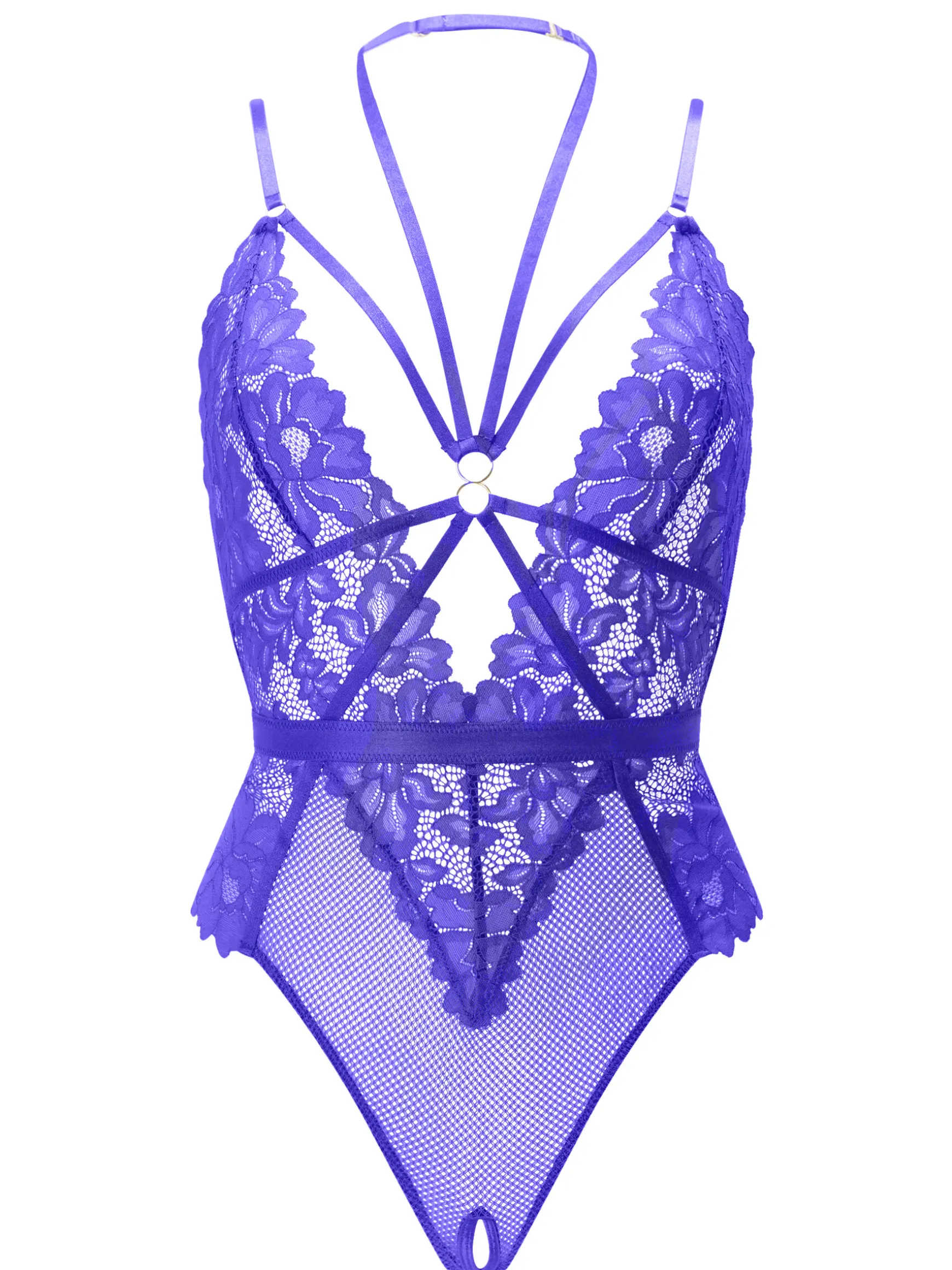 Confession Lace Crotchless Lingerie Body - Purple