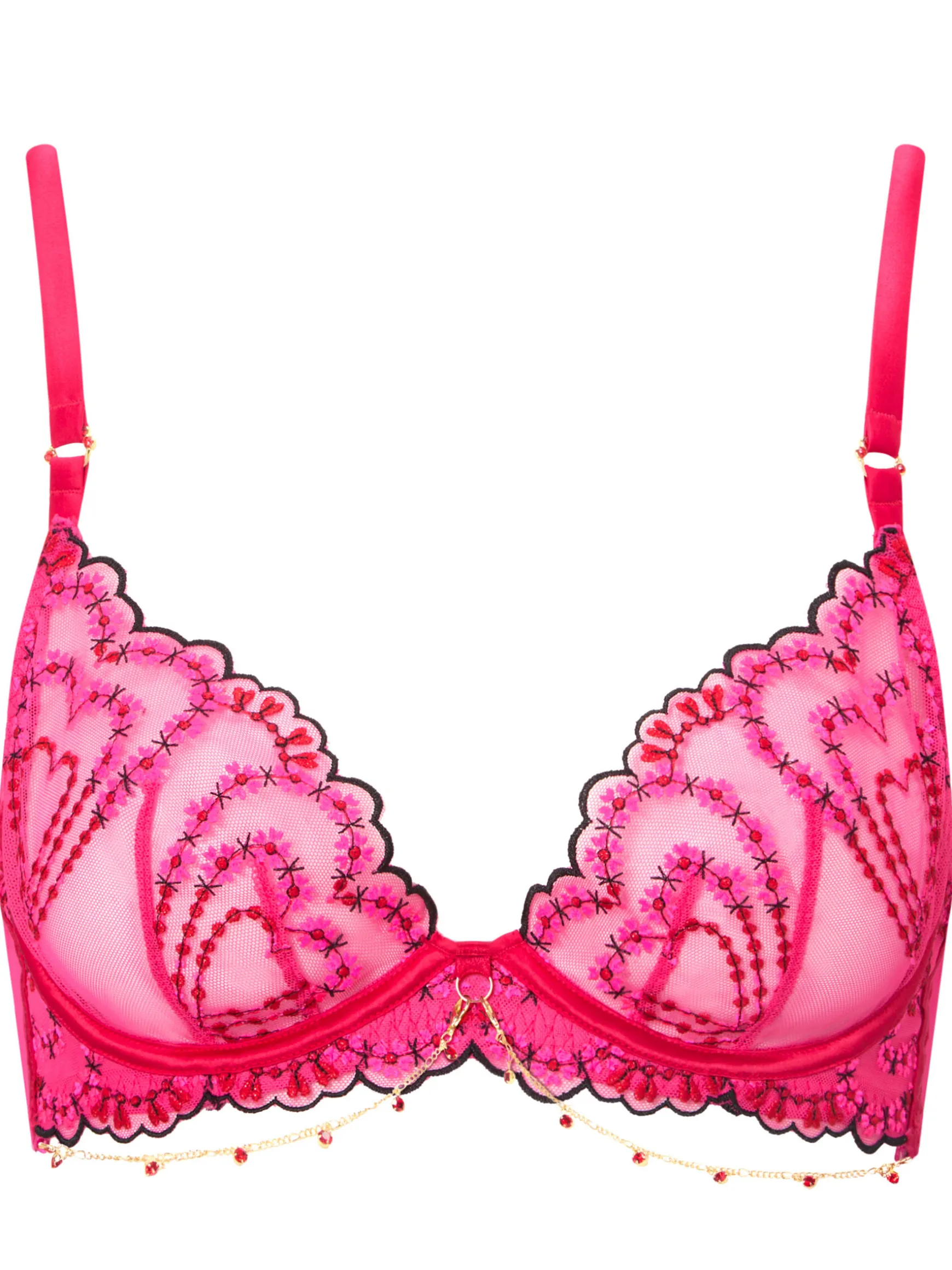 Cupids Love Non Padded Plunge Bra - Bright Pink