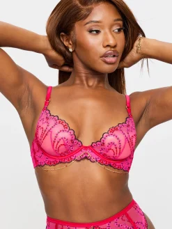 Cupids Love Non Padded Plunge Bra - Bright Pink