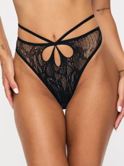 Dare Me Crotchless Brazilian Knickers - Black