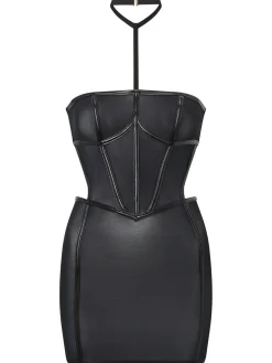 Dark Temptation Open Back Mini Erotic Dress - Black