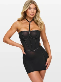 Dark Temptation Open Back Mini Erotic Dress - Black
