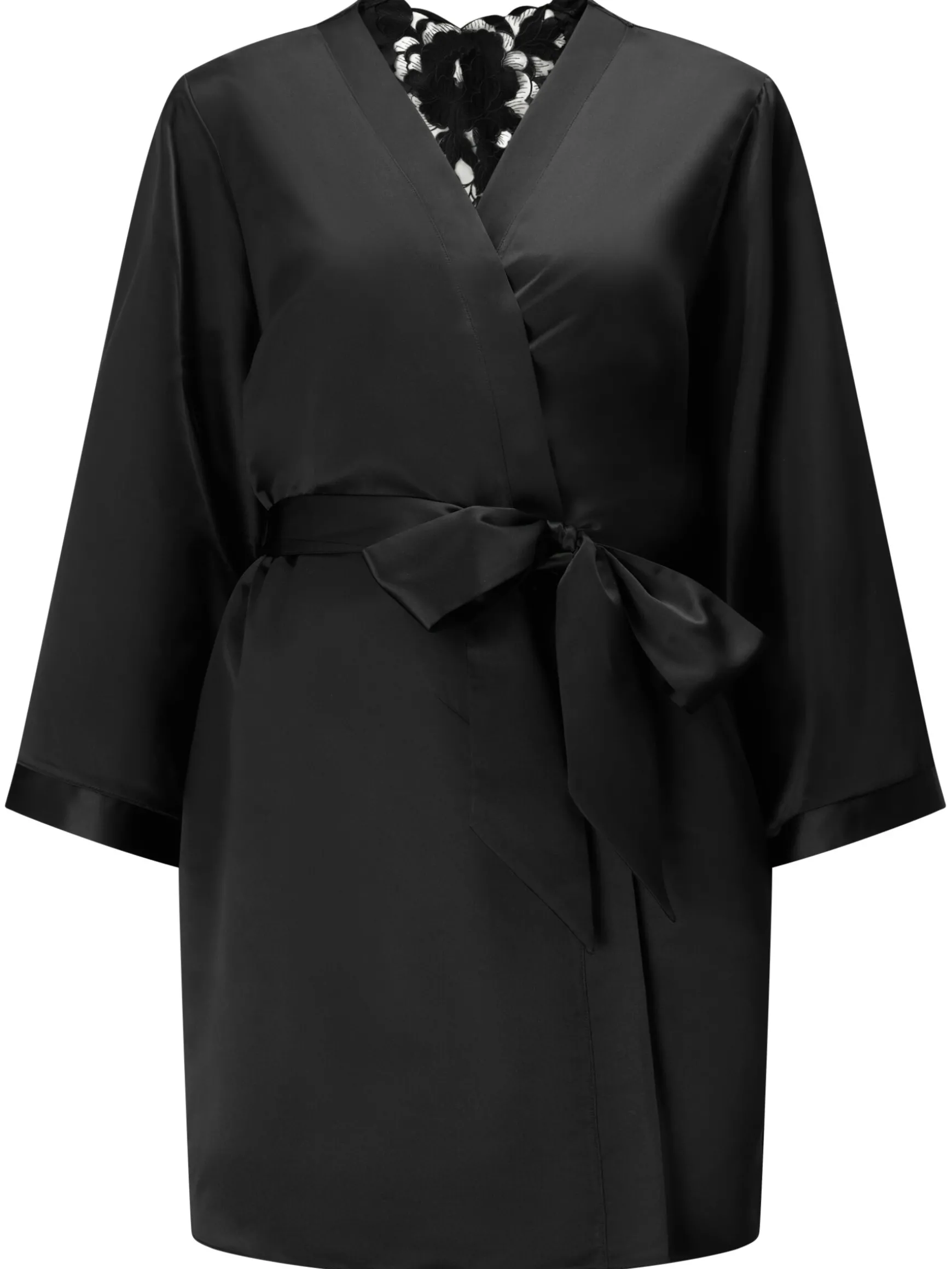 Delphine Satin Robe - Black