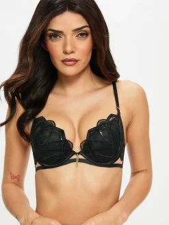 Desiring Decadence Padded Plunge Bra - Black