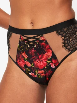 Enchanting Rose High Waist Brazilian - Black/Red
