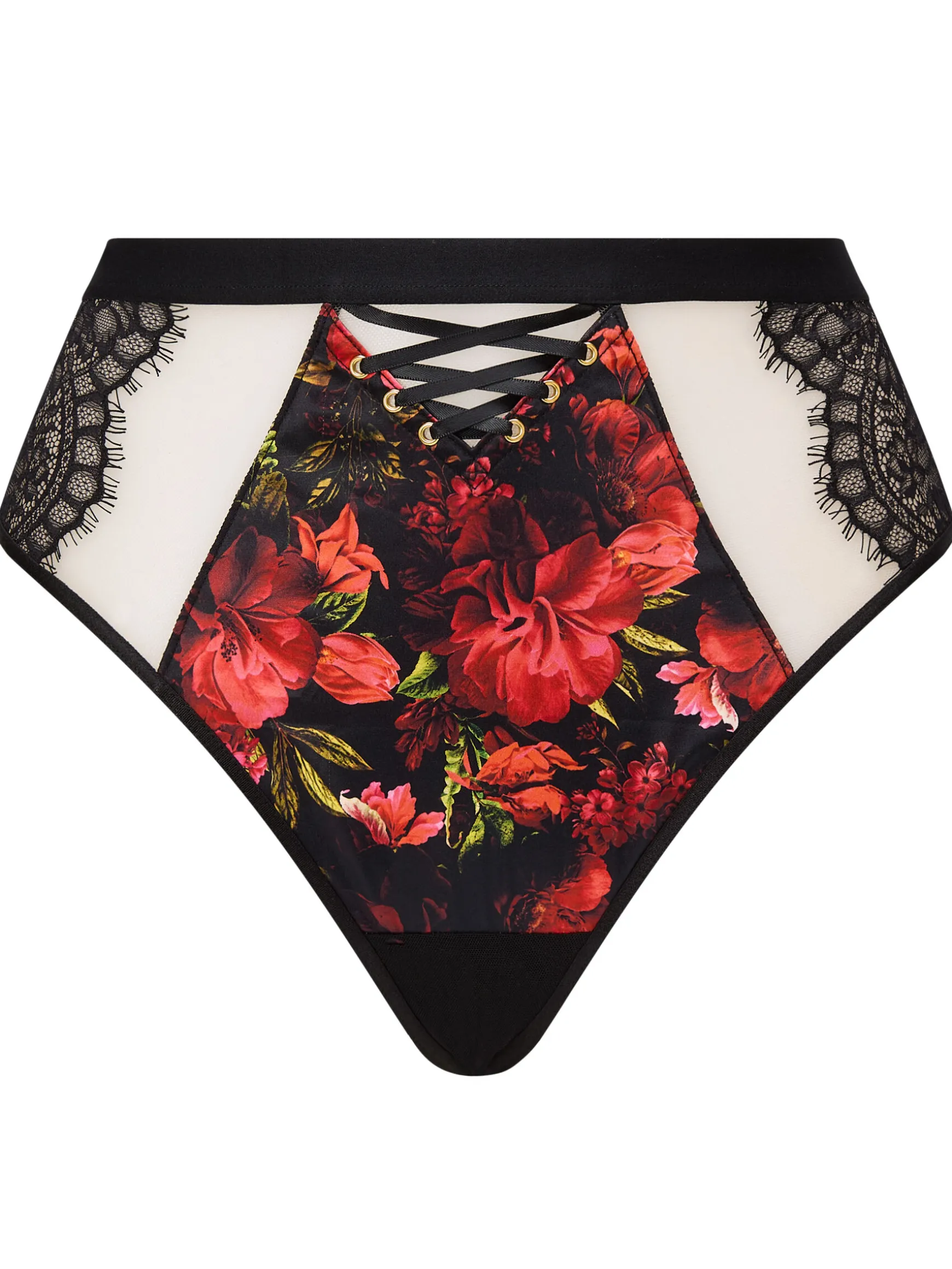 Enchanting Rose High Waist Brazilian - Black/Red