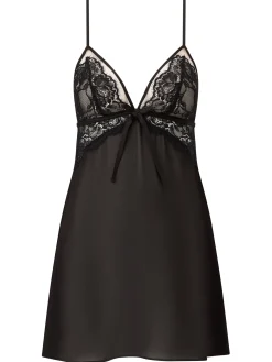 Enchanting Satin Chemise Lingerie - Black