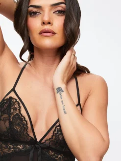 Enchanting Satin Chemise Lingerie - Black