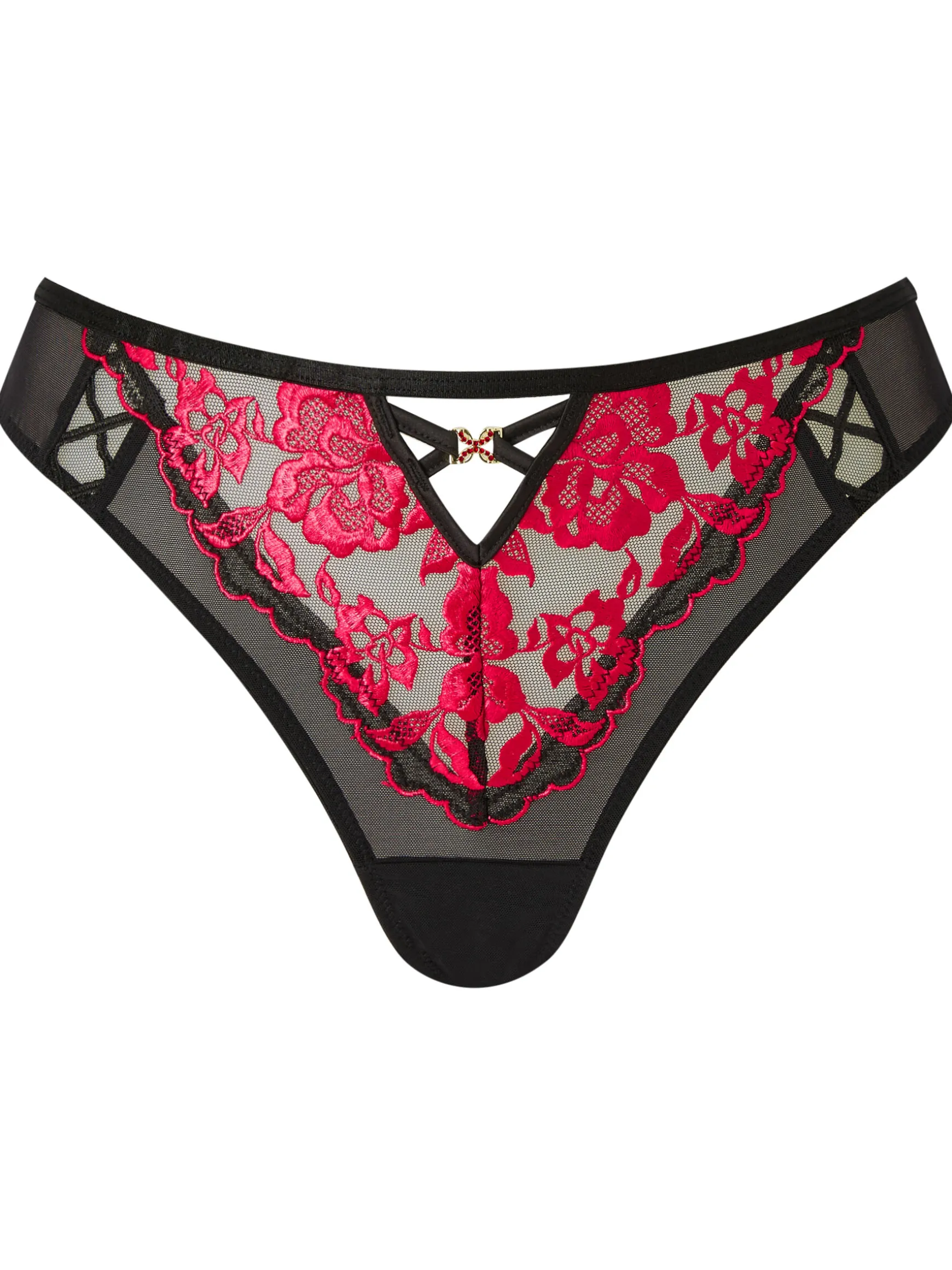 Endless Attraction Brazilian Knickers - Black/Red