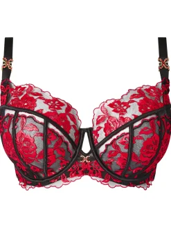 Endless Attraction Fuller Bust Non Padded Balcony Bra - Black/Red