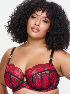 Endless Attraction Fuller Bust Non Padded Balcony Bra - Black/Red