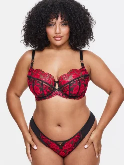 Endless Attraction Fuller Bust Non Padded Balcony Bra - Black/Red