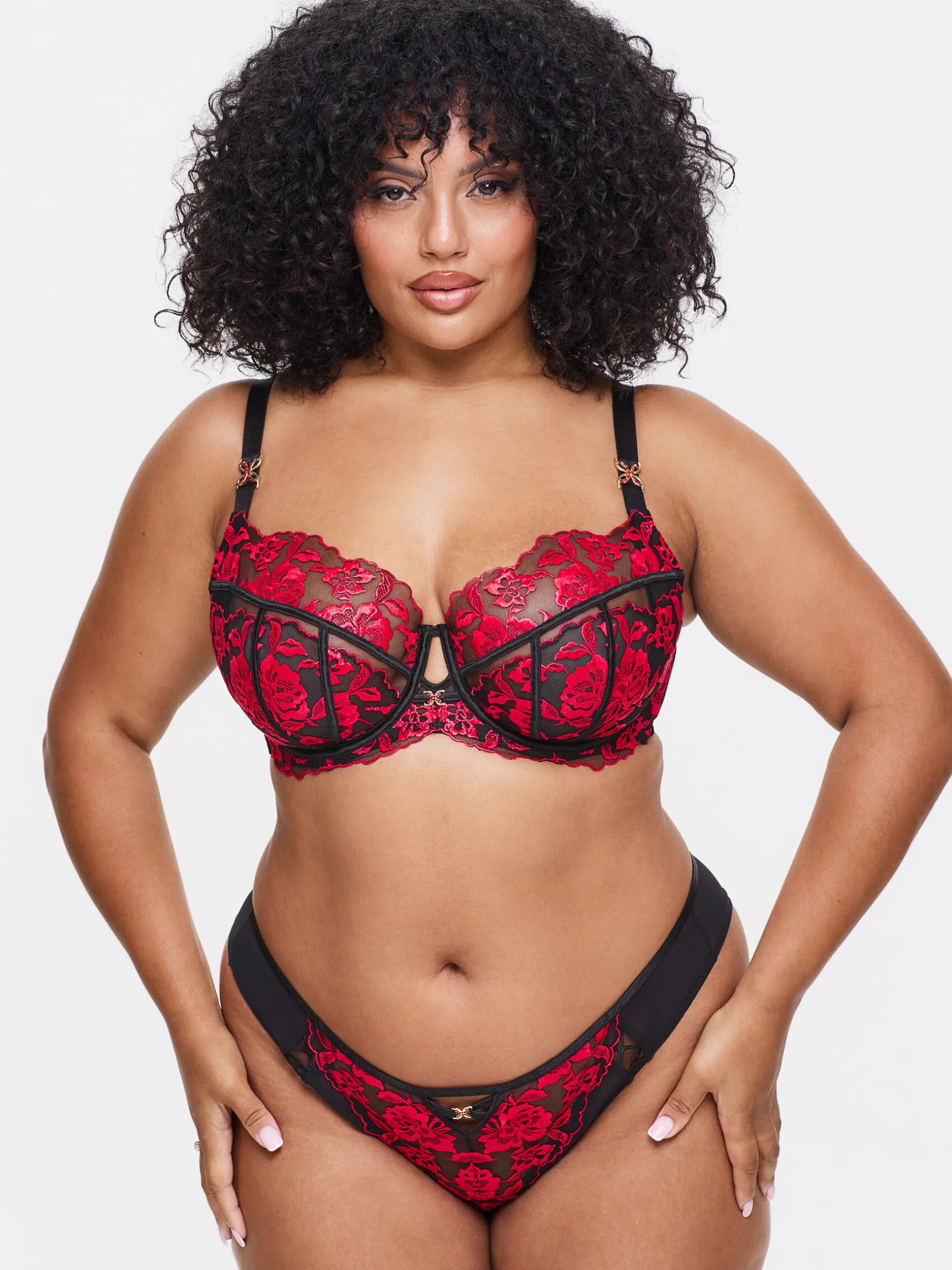 Endless Attraction Fuller Bust Non Padded Balcony Bra - Black/Red