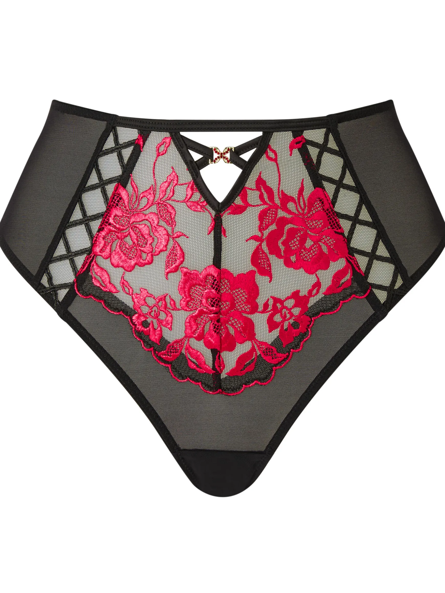 Endless Attraction High Waist Brazilian Knickers - Black/Red