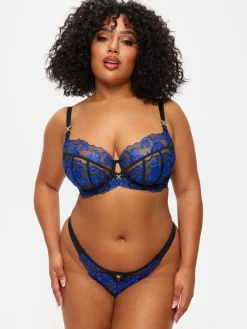 Endless Attraction Non Padded Fuller Bust Plunge Bra - Black/Blue
