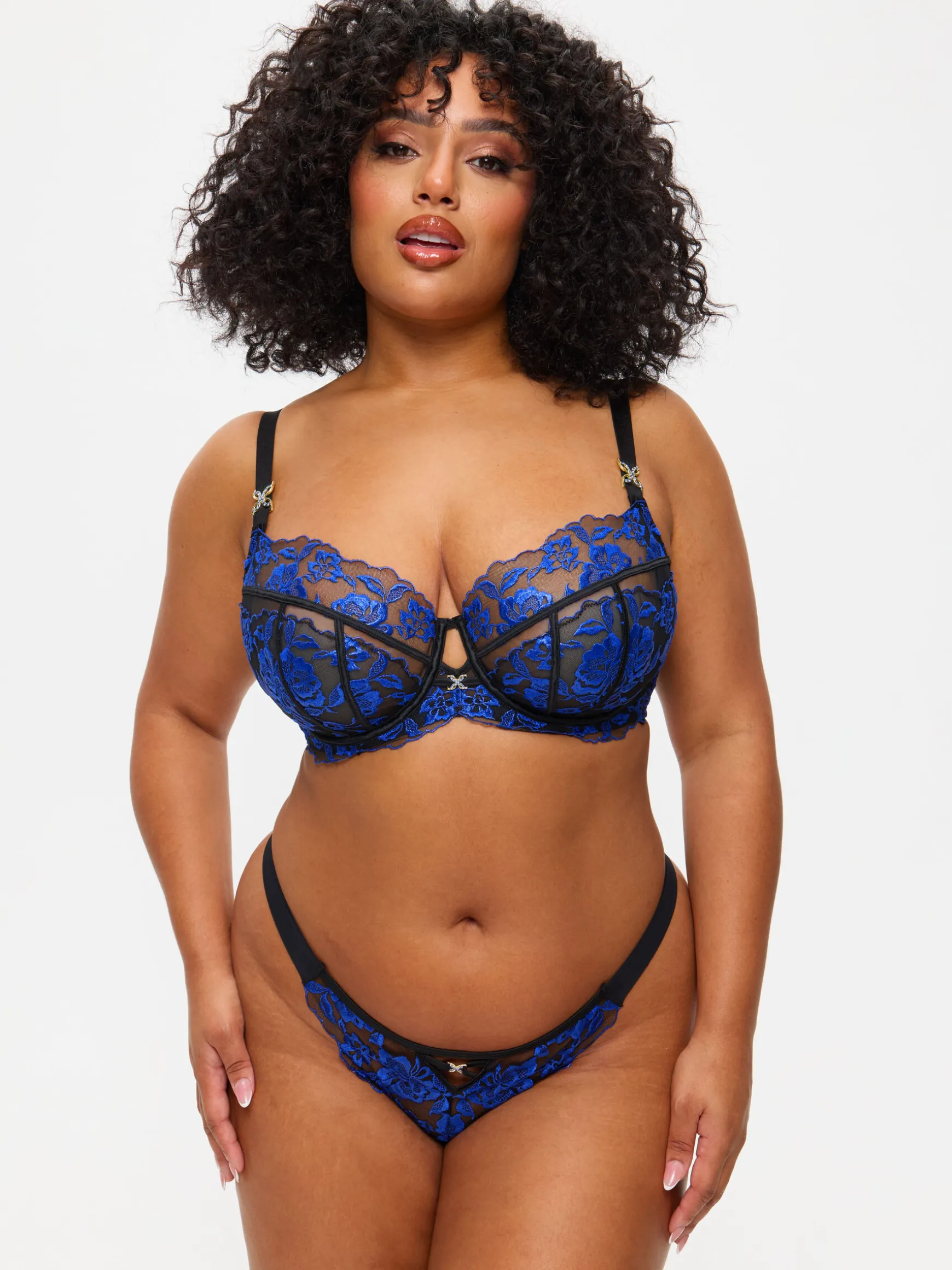 Endless Attraction Non Padded Fuller Bust Plunge Bra - Black/Blue