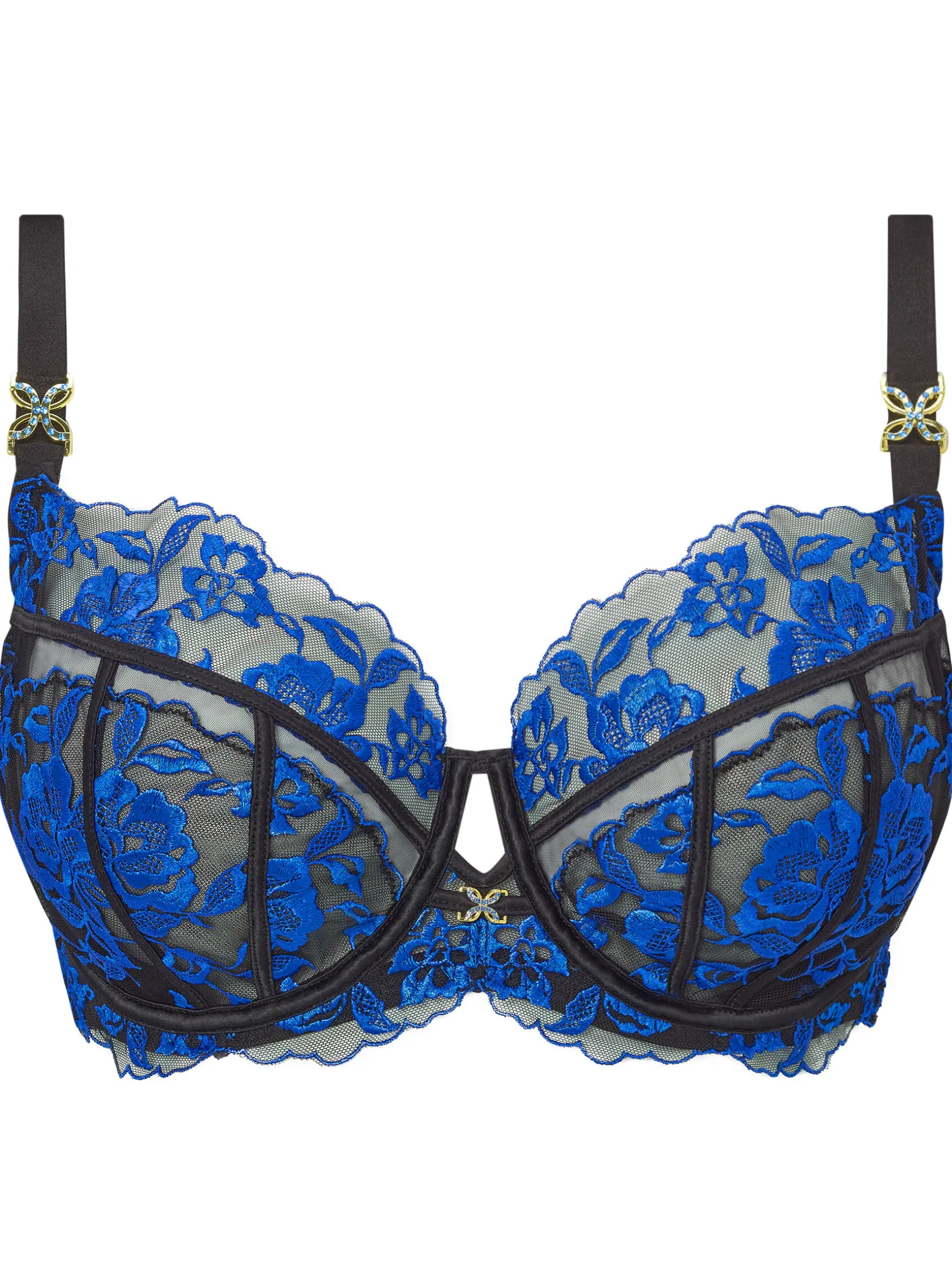 Endless Attraction Non Padded Fuller Bust Plunge Bra - Black/Blue